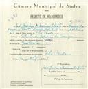 Registo de velocípede de marca Deka, com o nº 5209, em nome de João Henrique do Nascimento Mata, morador em Vila Verde.