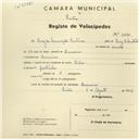 Registo de velocípede de marca Cicles,com o nº 2634, em nome de Luís da Conceição Santana, morador em Lameiras.