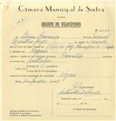 Registo de velocípede de marca Reynolds, com o nº 6774, em nome de Silvino Lourenço, morador em Negrais.