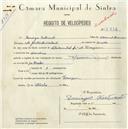 Registo de velocípede de marca Especial, com o nº 5436, em nome de Domingos Fortunato, morador em Morelena.