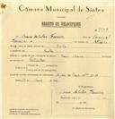 Registo de velocípede com o nº 7908, em nome de Mário da Silva Ferreira, morador em Sintra.