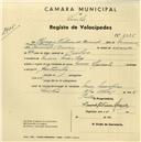 Registo de velocípede com o nº 2485, em nome de Henrique Vitorino da Conceição, morador em Mem Martins.