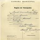Registo de velocípede de marca Nacional, com o nº 530, em nome de Manuel Lourenço Bruno, morador em Alvarinhos.