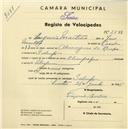 Registo de velocípede de marca Olympique, com o nº 2548, em nome de Eugénio Martins, morador em Sabugo.