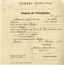Registo de velocípede de marca D.S.L., com o nº 1705, em nome de Joaquim Maria Lucas, morador em A-da-Beja.