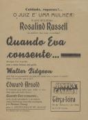 Programa do filme "Quando Eva consente" realizado por Norman Taurog com a participação dos atores Rosalind Russell e Edward Arnold.