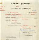 Registo de velocípede com o nº 4795, em nome de Francisco Miranda , morador em Albarraque.