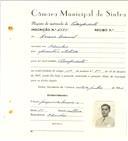 Registo de matricula de velocipedista em nome de Cesário Manuel, morador em Odrinhas, com o nº de inscrição 6555.