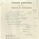 Registo de velocípede de marca Raleigh, com o nº 4304, em nome de Mónica Krupenski, moradora em Sintra.