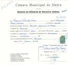 Registo de um veiculo de duas rodas tirado por um animal de espécie asinina destinado a transporte de mercadorias em nome de Francisco Silvestre Nunes , morador no Mucifal.