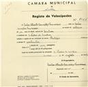 Registo de velocípede de marca Phillips, com o nº 2066, em nome de Carlos Alberto Carvalho Travassos, morador em S. Pedro de Sintra.