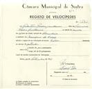 Registo de velocípede com o nº 9270, em nome de Valentim Pedro Guilherme, morador em Manique de Cima.