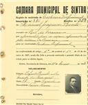 Registo de matricula de cocheiro profissional em nome de Manuel Joaquim Bento, morador em Rio de Mouro, com o nº de inscrição 870.