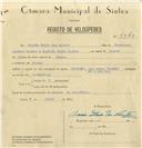 Registo de velocípede de marca Gorick, com o nº 7970, em nome de Moisés Dinis dos Santos, morador em Sintra.