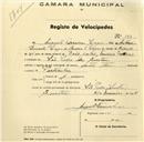 Registo de velocípede com o nº 194, em nome de Augusto Ferreira Lage, morador em S. Pedro de Sintra.