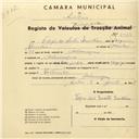 Registo de velocípede de marca Olympique, com o nº 3039, em nome de Filipe dos Santos Quintino, morador em Albarraque.