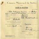 Registo de velocípede de marca Cycles Pombal com motor, com o nº 5908, em nome de Ilídio Rodrigues Saraiva, morador em Eugaria.