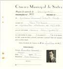 Registo de matricula de velocipedista em nome de Joaquim Manuel Fadista Limpo, morador em Pero Pinheiro, com o nº de inscrição 6537.