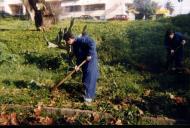 Trabalhando a terra durante uma acção de formação de jardinagem.