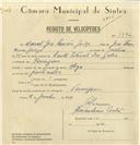 Registo de velocípede de marca Olga, com o nº 7992, em nome de Manuel José Simões Jorge, morador em Terrugem.