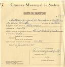 Registo de velocípede de marca Famel Vitória, com o nº 7399, em nome de António Augusto de Carvalho, morador em Sintra.