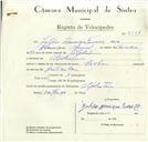 Registo de velocípede de marca Sachs, com o nº 8714, em nome de Julião Henrique Fonseca, morador em Alpolentim.