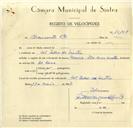 Registo de velocípede de marca Mavic com motor Ilo, com o nº 10108, em nome da Firma Bramonte, Lda, morador em S. Pedro de Sintra.