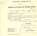 Registo de um veiculo de duas rodas tirado por dois animais de espécie muar destinado a transporte de mercadorias em nome de José Manuel da Silva, morador em Janas.