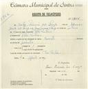 Registo de velocípede de marca Cuciolo, com o nº 5354, em nome de Carlos Eduardo Vida Larga, morador em Pero Pinheiro.