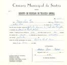 Registo de um veiculo de duas rodas tirado por dois animais de espécie muar destinado a transporte de mercadorias em nome de Mário Luís Pedro, morador no Casal de Santo Amaro.