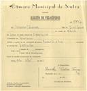 Registo de velocípede de marca Cuciolo, com o nº 6397, em nome de Manuel Tomas, morador em Massamá.