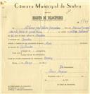 Registo de velocípede de marca Azur, com o nº 7734, em nome de Albino José Vieira Gonçalves, morador em Queluz.