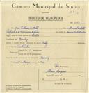 Registo de velocípede de marca Raleigh, com o nº 6988, em nome de José Esteves da Mata, morador em Queluz.