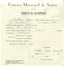 Registo de velocípede de marca Cabrita, com o nº 8303, em nome de Caetano Gaspar Queijinho, morador em Pero Pinheiro.