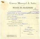 Registo de velocípede com o nº 9601, em nome de José dos Santos Costa, morador em Carenque.