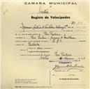 Registo de velocípede de marca L R S, com o nº 435, em nome de Mármores & Cantarias de Pero Pinheiro-Estremoz Lda, morador em Pero Pinheiro.