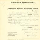 Registo de um veiculo de duas rodas tirado por um animal de espécie cavalar destinado a transporte de mercadorias em nome de Francisco Domingos Frade, morador no Coval.