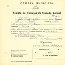 Registo de um veiculo de duas rodas tirado por dois animais de espécie asinina destinado a transporte de mercadorias em nome de João Duarte Catalão, morador em Maceira.