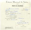 Registo de velocípede de marca L.R.S., com o nº 8557, em nome de Fernando da Silva, morador em Massamá.