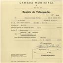 Registo de velocípede de marca R.P., com o nº 2268, em nome de Valentim Cosme Rilhas, morador em Mucifal.