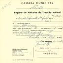 Registo de um veiculo de duas rodas tirado por um animal de espécie bovina destinado a transporte de mercadorias em nome de Escola Orfanato Santa Isabel, sediada em Albarraque. 