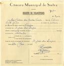 Registo de velocípede com o nº 7104, em nome de José António dos Santos Vicente, morador em S. João das Lampas.