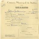 Registo de velocípede com o nº 6229, em nome de António José Domingos, morador em Lourel.