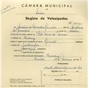 Registo de velocípede de marca Sprinter, com o nº 4145, em nome de António de Carvalho Júnior, morador em Queluz.