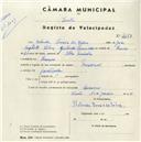Registo de velocípede de marca Nacional, com o nº 4487, em nome de Helender Correia da Silva, morador em Carenque.