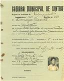 Registo de matricula de velocipedista em nome de Domingos Vicente, morador em Alpolentim, com o nº de inscrição 1751.