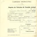 Registo de um veiculo de duas rodas tirado por dois animais de espécie asinina destinado a transporte de mercadorias em nome de Joaquim Pereira Miranda, morador em Mem Matins.