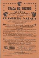 Programa da Grandiosa Vacada, na Praça de Touros no Campo da Portela de Sintra, a favor da associação dos Bombeiros Voluntários de Sintra a 14 de setembro de 1941.