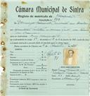 Registo de matricula de velocipedista em nome de Domingos Fortunato, morador em Morelena, com o nº de inscrição 872.