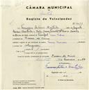 Registo de velocípede com o nº 4511, em nome de Francisco António Moutinho, morador em Cacém de Cima.